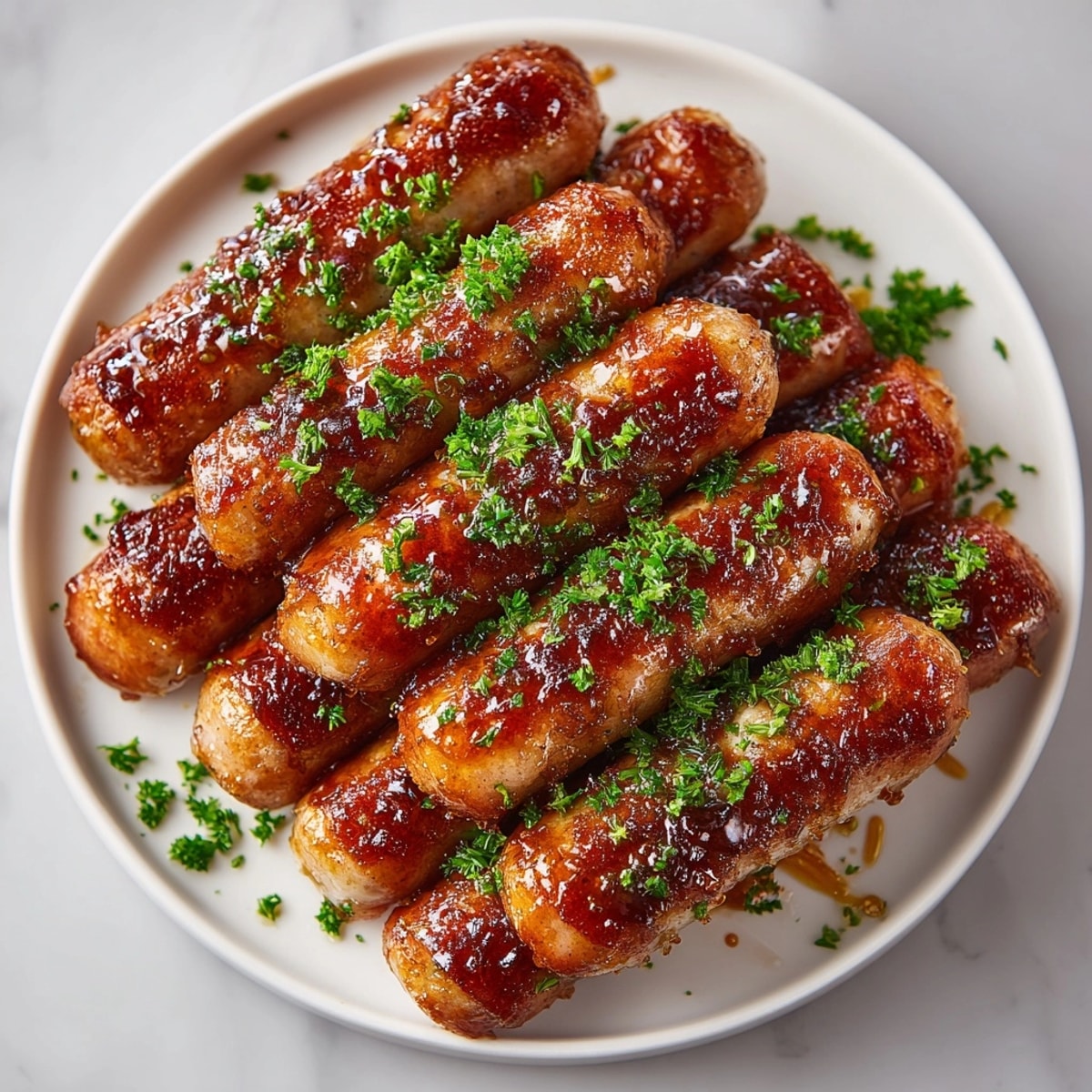 Golden brown Rebel Float Cream Soda kielbasa, perfectly glazed, offering a delicious flavor explosion in every bite.