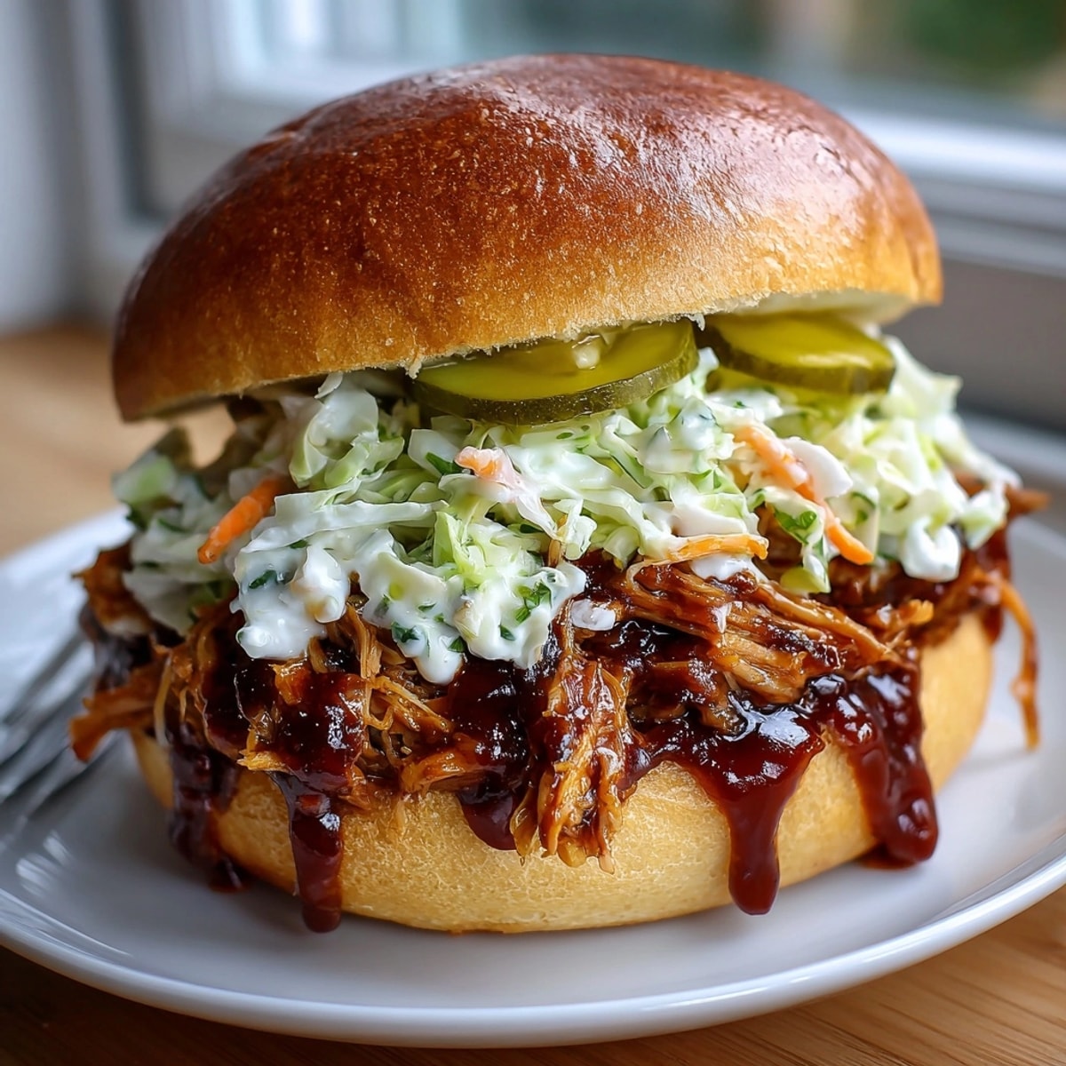 Smoky Rebel Float Root Beer BBQ Pulled Mushroom Sandwiches, piled high and ready to devour.