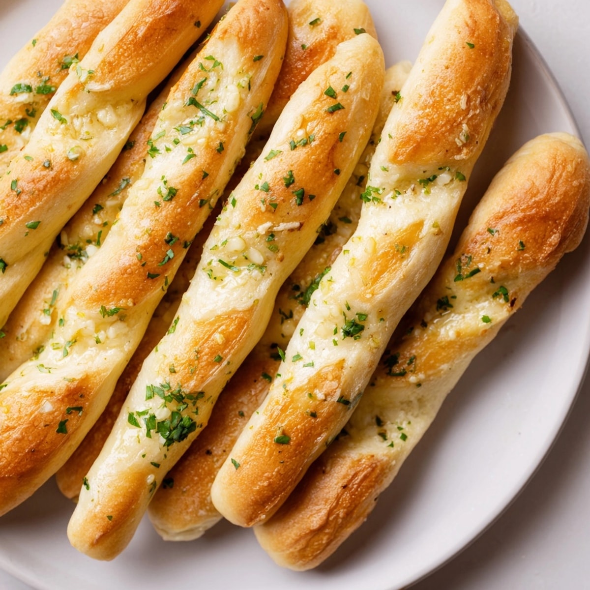 Golden Garlic Onion Breadsticks fresh from the oven, brushed with savory butter.