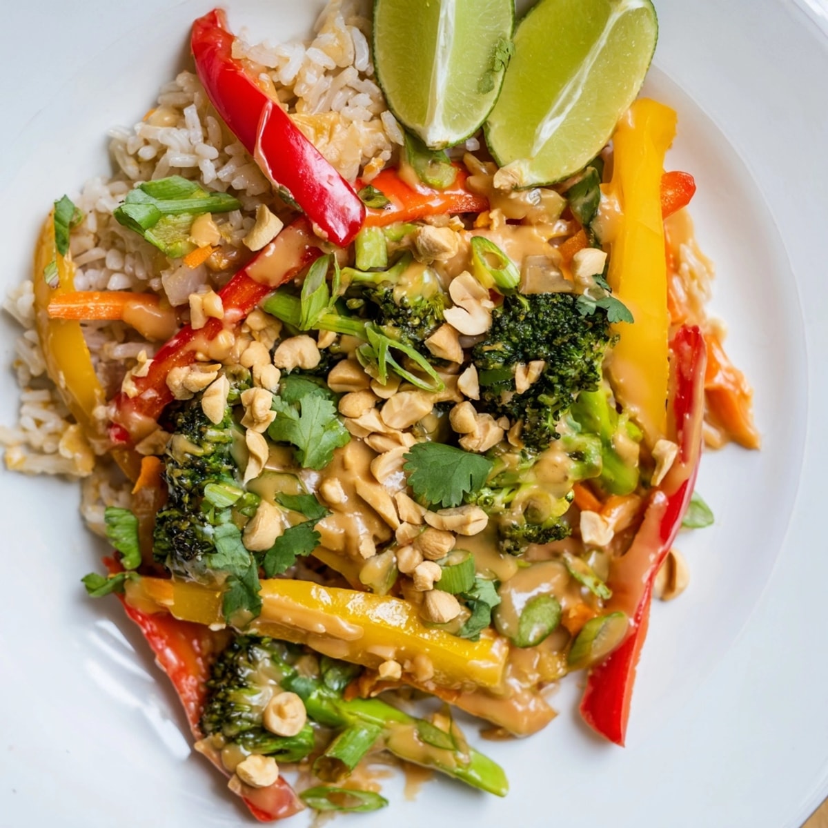 Vibrant Thai Peanut Veggie Stir-Fry Rice offers a simple, delicious, and vibrant vegetarian meal.