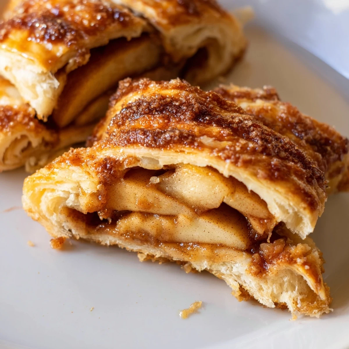 Golden Caramel Apple Crescent Bites topped with cinnamon, perfect for dessert lovers.  