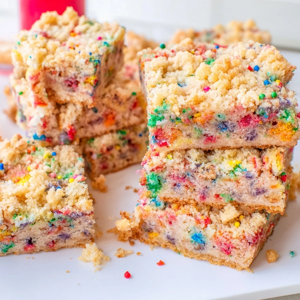 Delicious Funfetti Soda Streusel Blondie Bars bursting with flavor, ideal for dessert lovers.