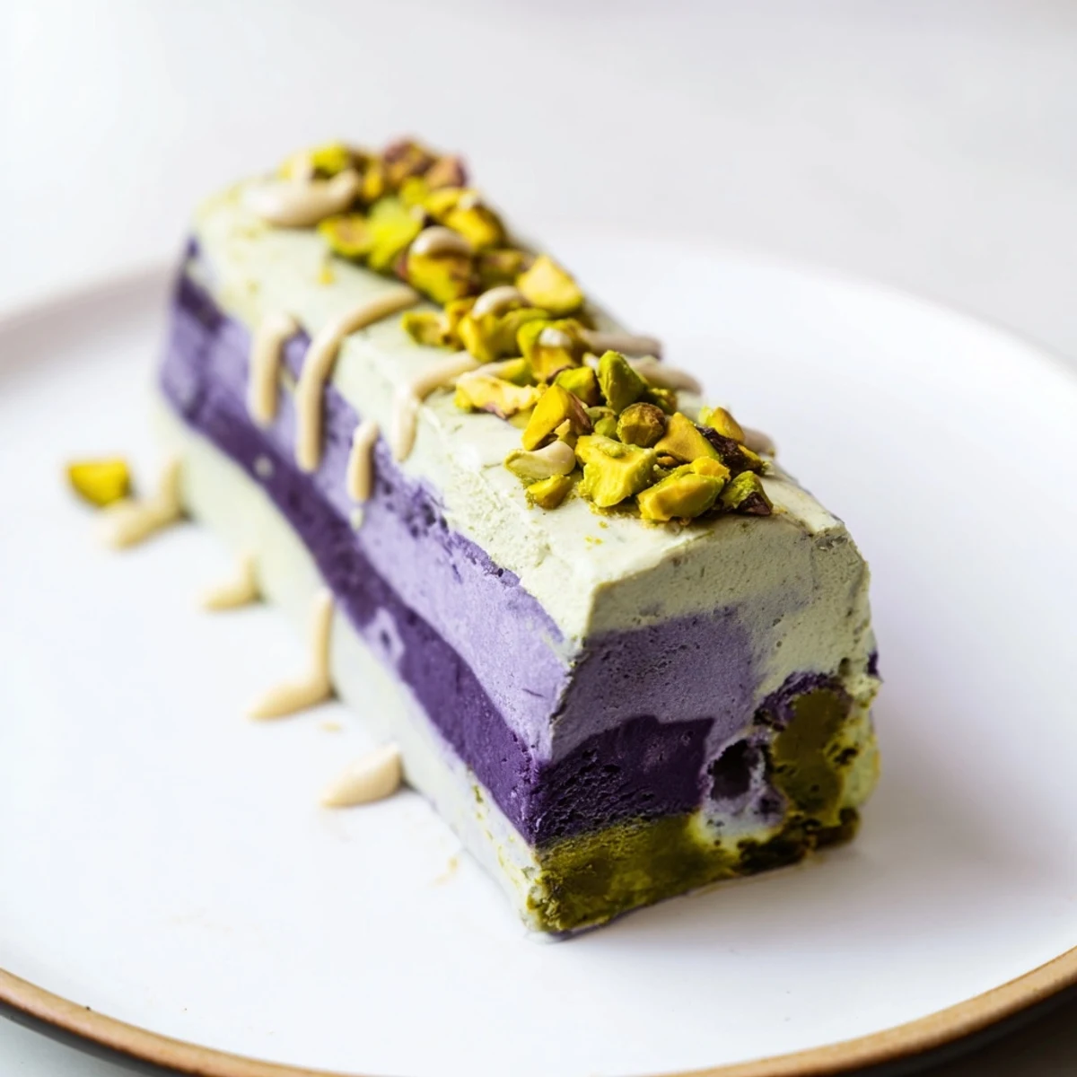 Vibrant Ube & Pistachio Ice Cream Bars, perfect for summer gatherings and refreshing desserts.  