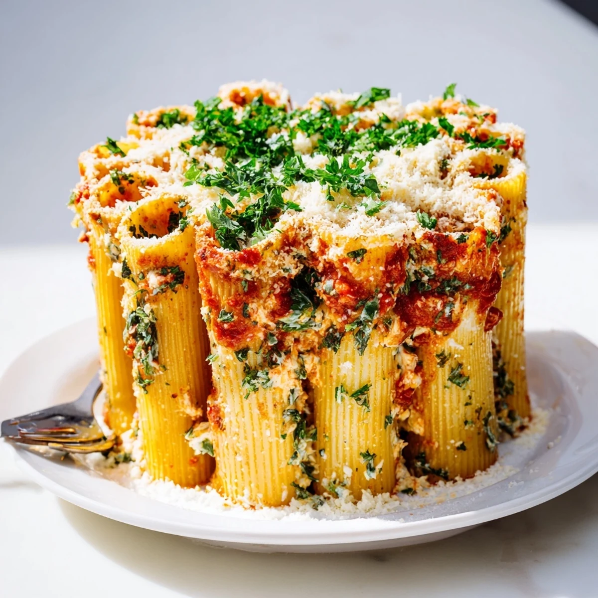 Stunning Honeycomb Pasta Cake served hot, perfect for gatherings and hearty meals.