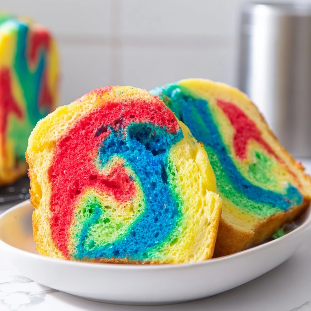 Light and fluffy Cloud Bread Rainbow Version, perfect for vibrant breakfast enjoyment.  