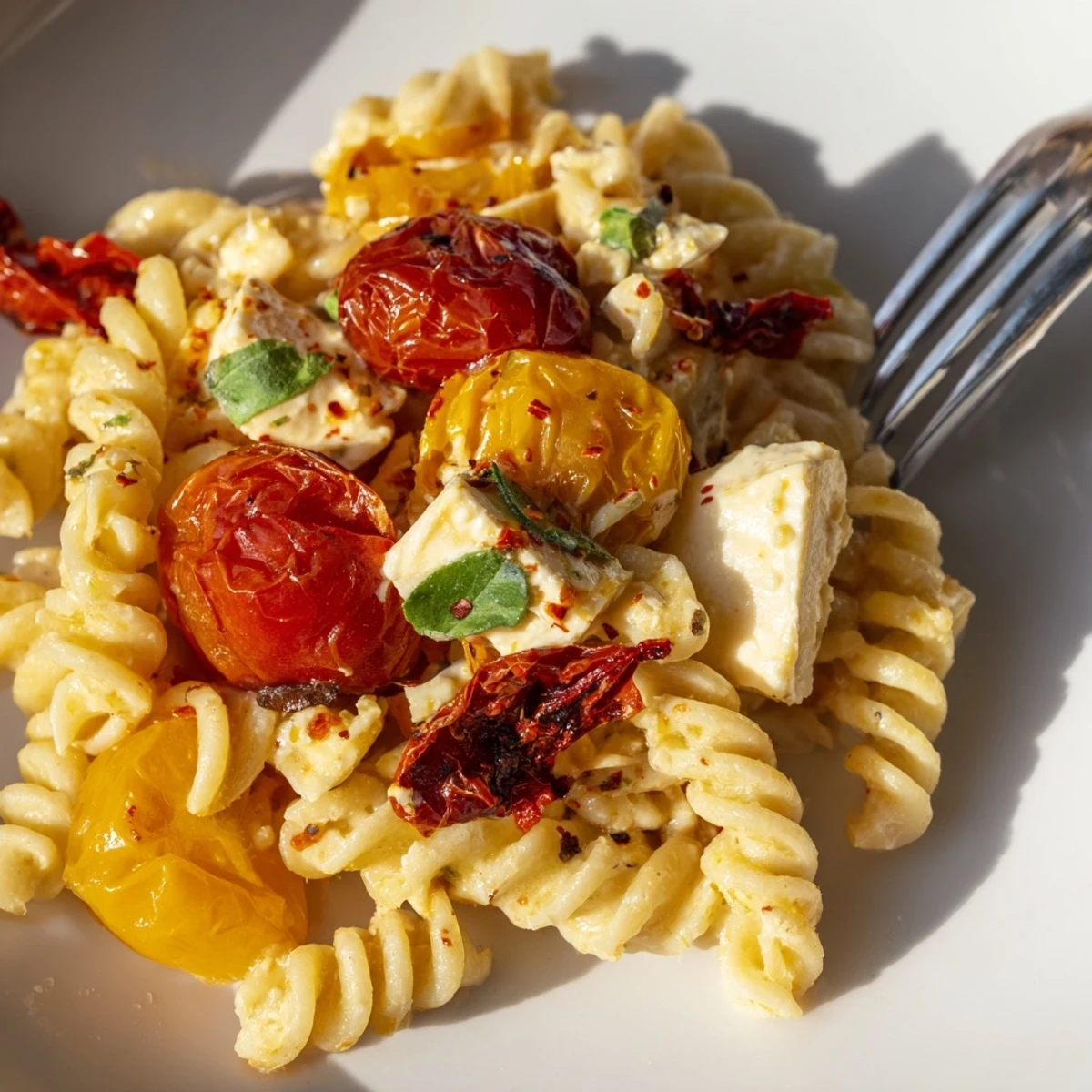 Flavorful Baked Feta Pasta bursting with juicy cherry tomatoes and rich feta cheese.