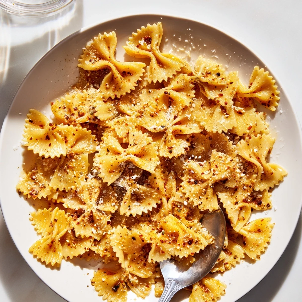 Crispy pasta chips seasoned variety, perfect for dipping into your favorite sauce.  