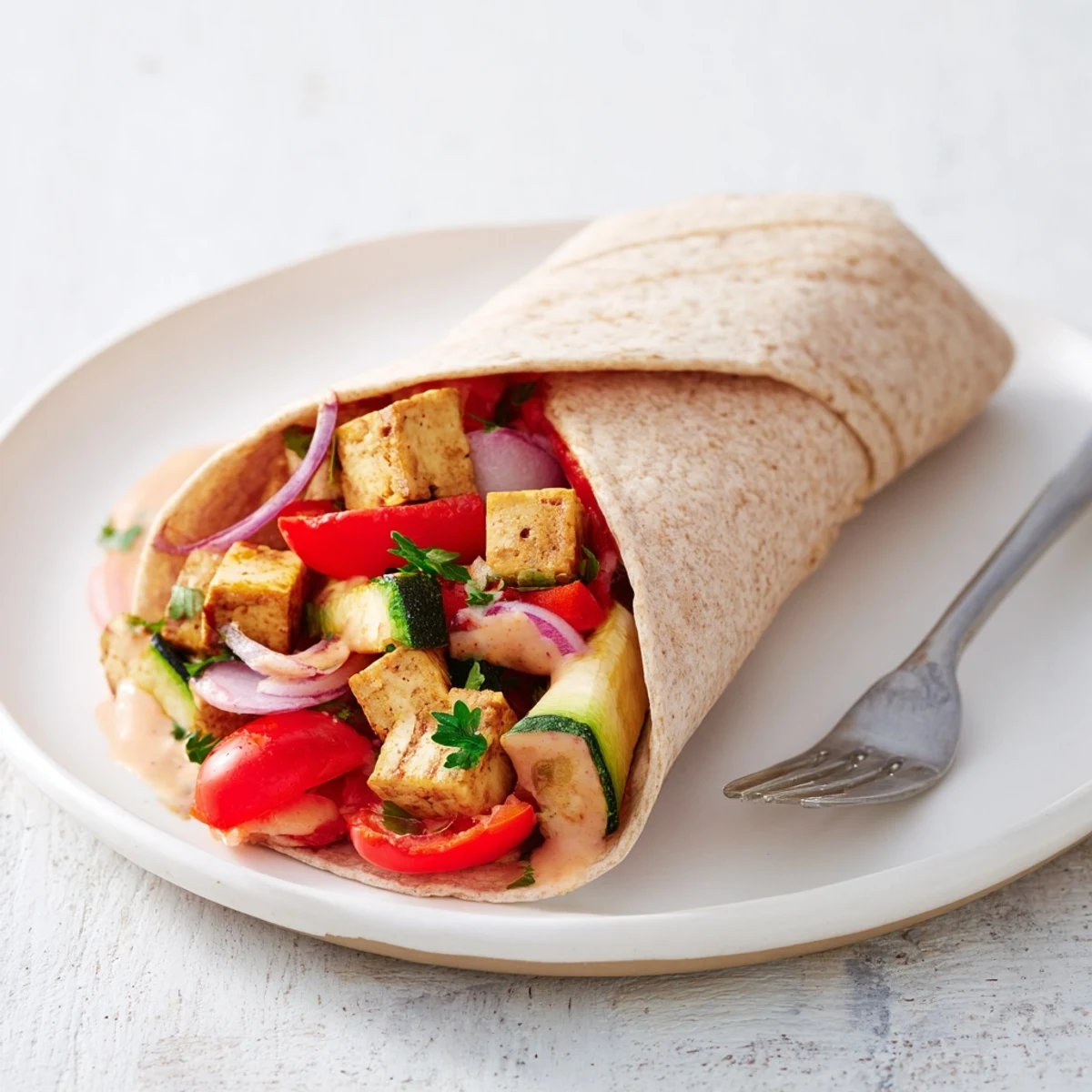 Vegan Viral Recipe re-make with colorful roasted vegetables and creamy tahini sauce.  