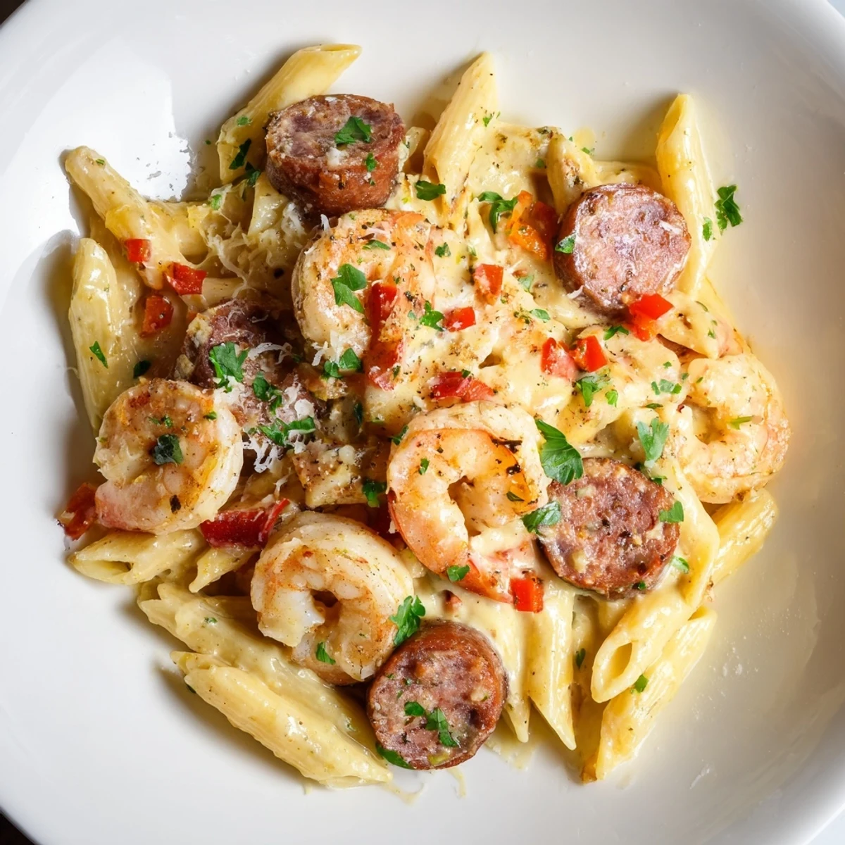 Cajun Sausage Shrimp Alfredo