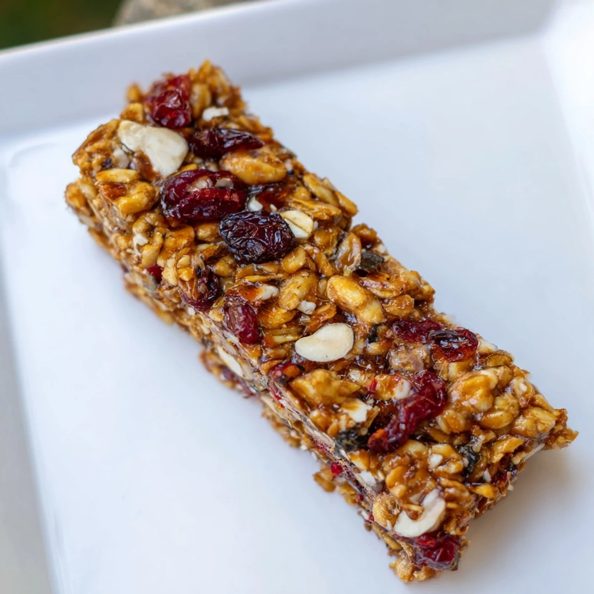 Chewy, homemade Roasted Pumpkin Seed & Cranberry Granola Bars, offering a sweet & nutty flavor profile.