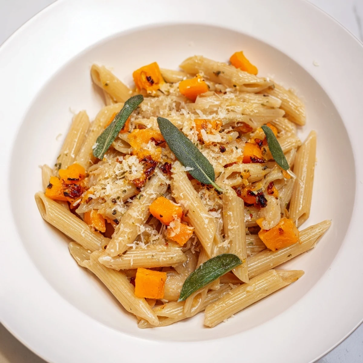 Golden Brown Butter Pasta with Butternut Squash, a vibrant and delicious autumn main course.
