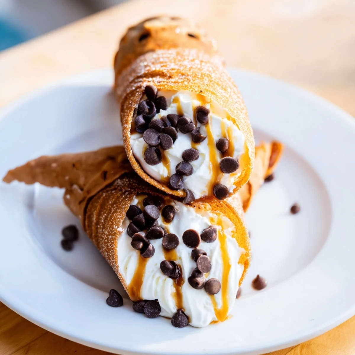 Enjoy the sweet aroma while imagining these beautiful Quick Churro Cheesecake Cones, ready to eat and share.