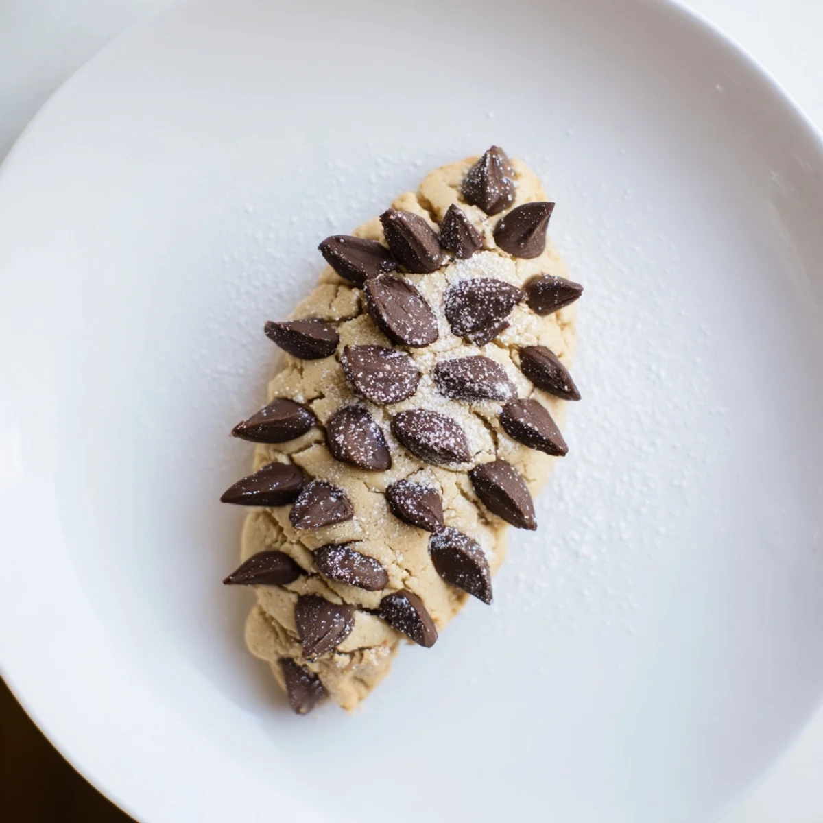 Pinecone shaped peanut butter cookies, golden and textured, arranged on a baking sheet, ready to cool.