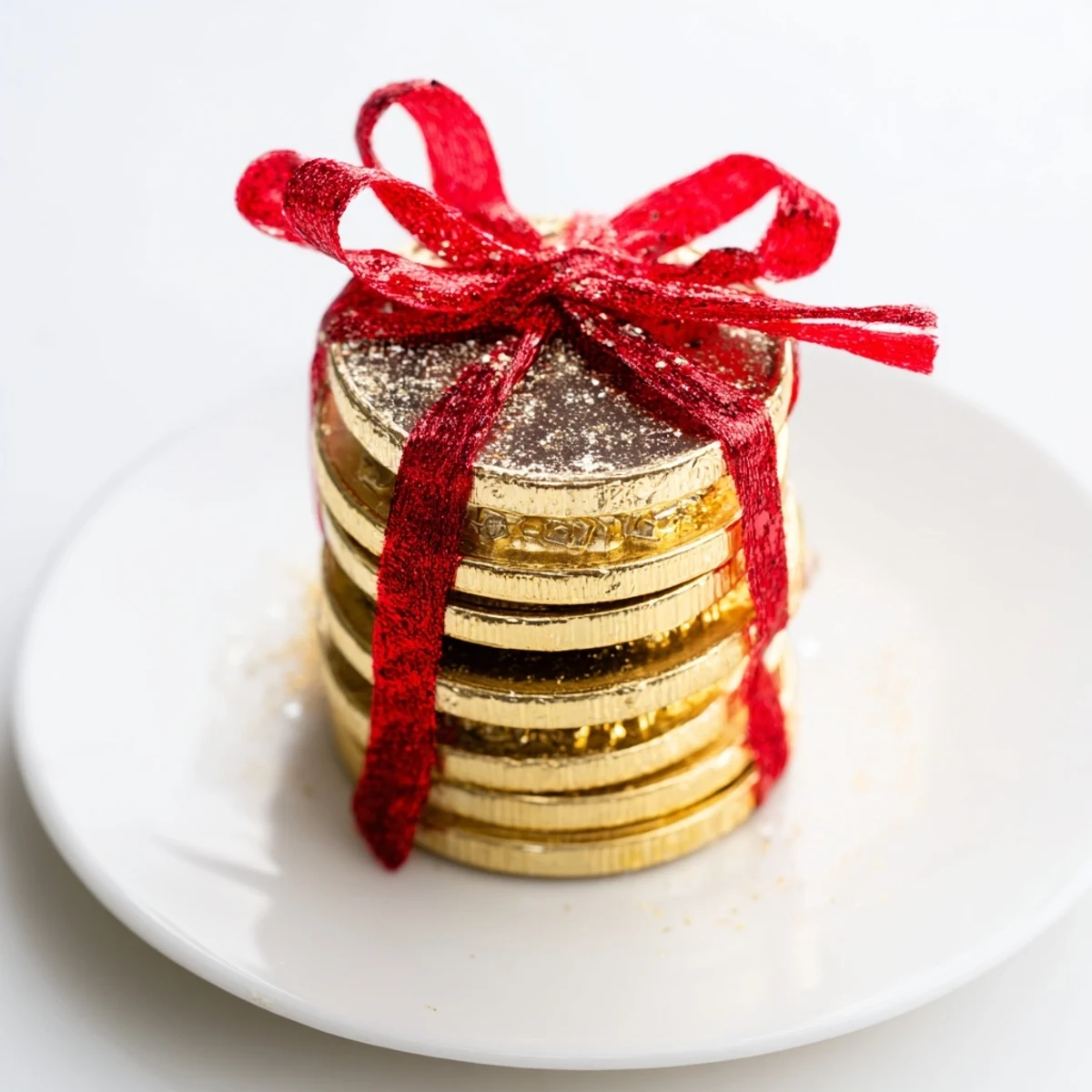 Delicious chocolate gold coin stacks, easy to assemble, are a sweet and whimsical treat for all ages.