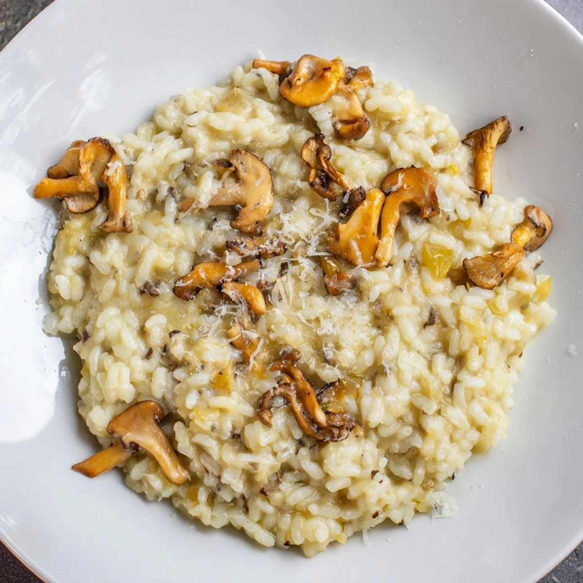 Creamy risotto with mushrooms in a bowl, perfect for a cozy vegetarian dinner.