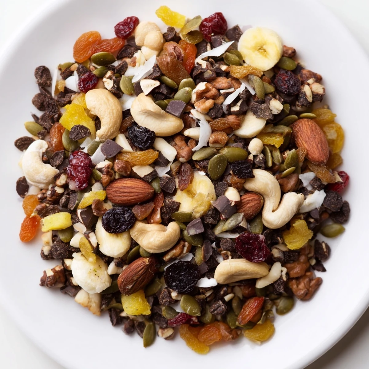 Enjoy a close-up of a trail mix, a flavorful snack for an energy boost on your adventures.