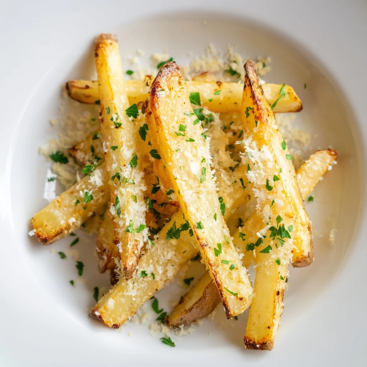 Crispy baked potato fries tossed in aromatic truffle oil and freshly grated Parmesan for a decadent savory side dish.