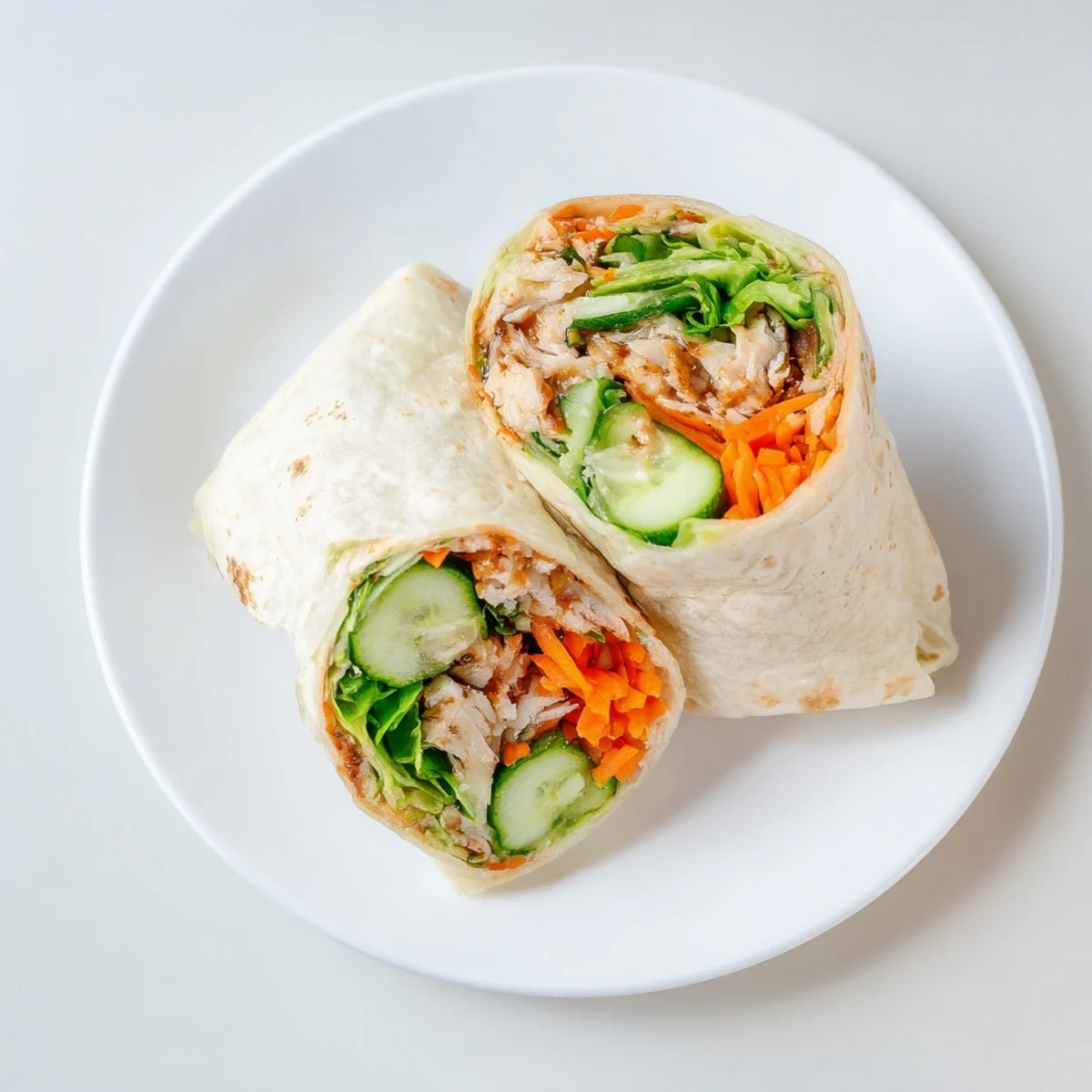 Golden-brown chicken tossed in sweet honey chili crisp sauce, layered with fresh lettuce and cucumber in a warm flour tortilla.