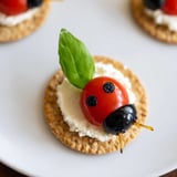 See these delightful Ladybug Love Picnic Finger Foods with vibrant tomato bodies and olive heads.