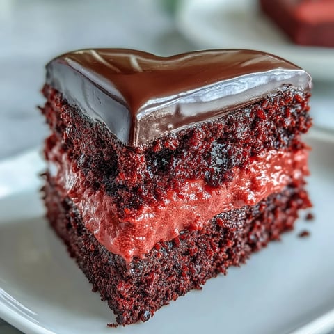 Freshly sliced Red Betty Boop Heart Cake reveals a soft red crumb, velvety cream cheese frosting, and a crisp dark chocolate silhouette.