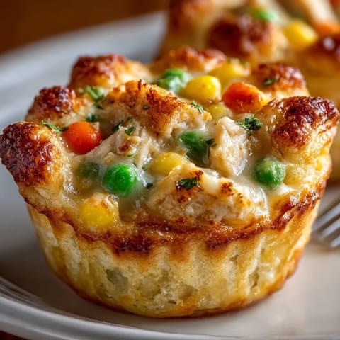 Individual Mini Turkey Pot Pies, warm aroma, comforting dinner baked until browned.