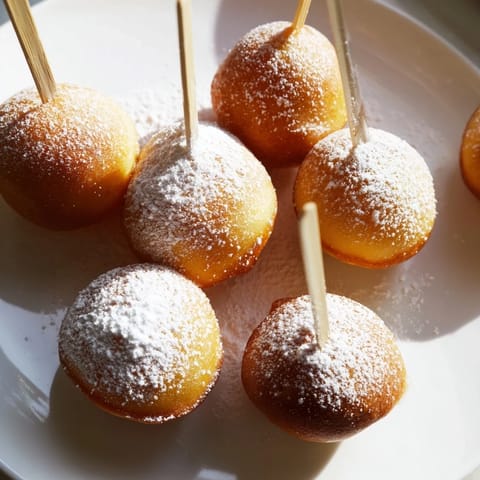 Deliciously rich Coffee Butter Cake Pancake Pops served warm on a festive platter.  