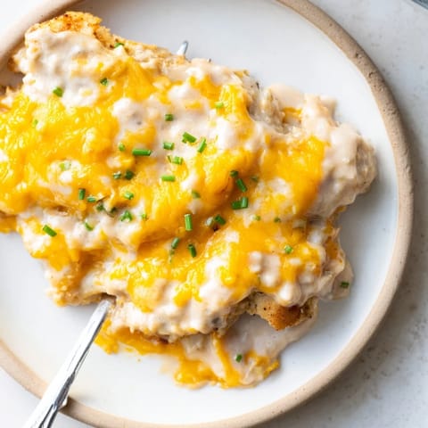 Comforting Cheddar Ranch Chicken Bake served hot, bursting with creamy ranch flavor.  