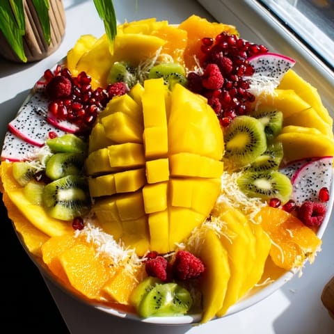 Bright, refreshing Tropical Pineapple Paradise fruit arrangement, a perfect vegan dessert brimming with flavor.