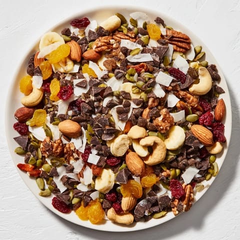 This trail mix recipe features a perfect blend of sweet and savory textures and ingredients.