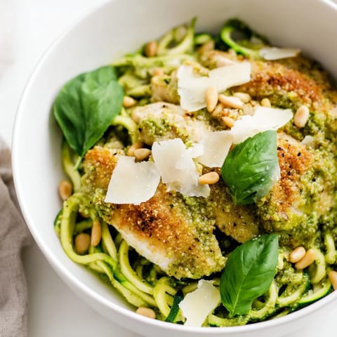 Pesto Zucchini Chicken Bowl