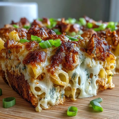 Spoonful of creamy buffalo ranch pasta with tender chicken and melted mozzarella on a dinner plate.