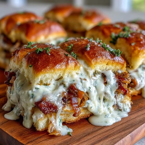 Warm Derby Day Hot Brown sliders with turkey, bacon, and creamy Mornay sauce on soft rolls, ready for festive gatherings.