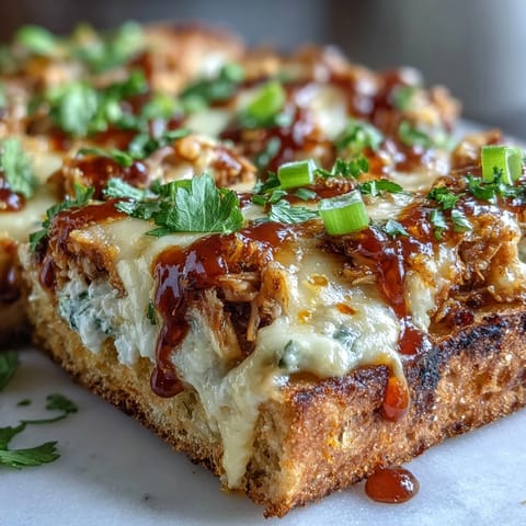 Spicy Chili Crisp Tuna Melt Flatbread with gooey cheese and fresh scallions, ready to eat.