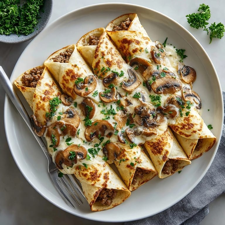 Homemade Budget Beef Stroganoff Comfort Wraps, the perfect cozy meal, filling your kitchen with savory aromas.