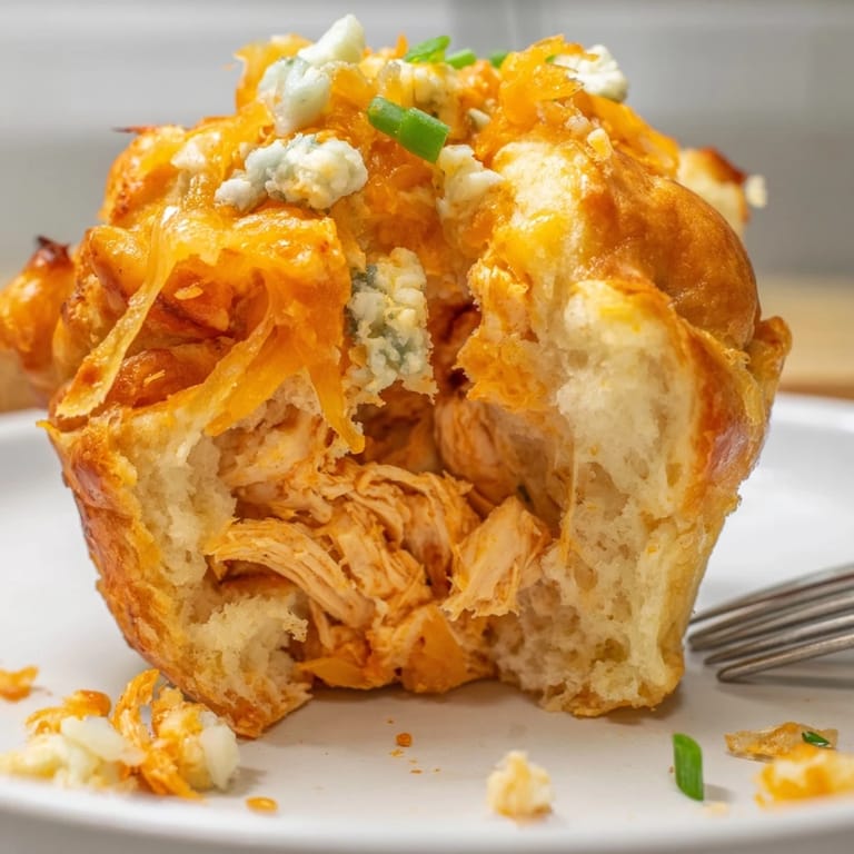 Golden, fluffy Buffalo Chicken Soda Muffins, perfect for game day snacking or parties.  