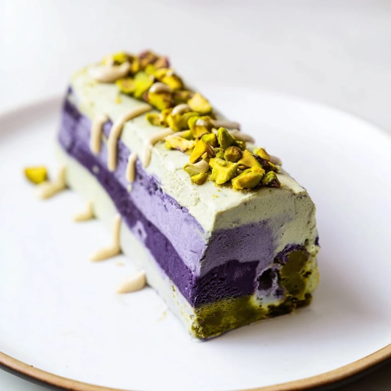 Vibrant Ube & Pistachio Ice Cream Bars, perfect for summer gatherings and refreshing desserts.  