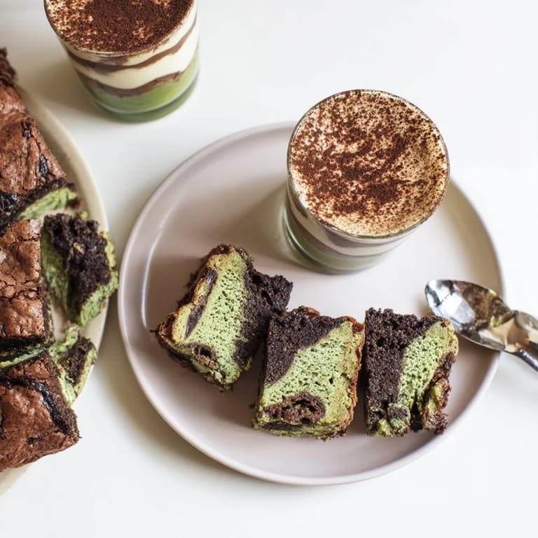 Mini chai tiramisu cups layered with spiced mascarpone and dusted with cocoa powder.