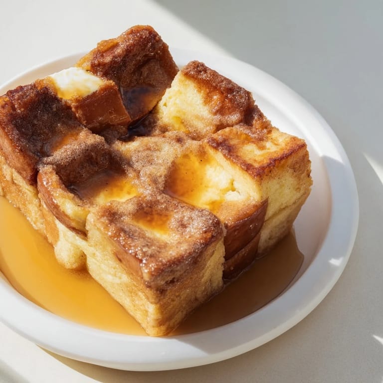 Warm, custardy French Toast Bake, baked to perfection, infused with cinnamon and ready to serve.