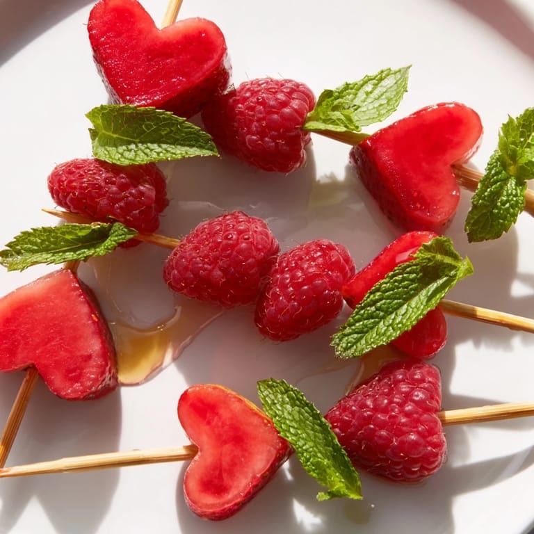 Beautiful array of Red Heart Fruit Skewers, perfect for a romantic vegan dessert, bursting with flavor.