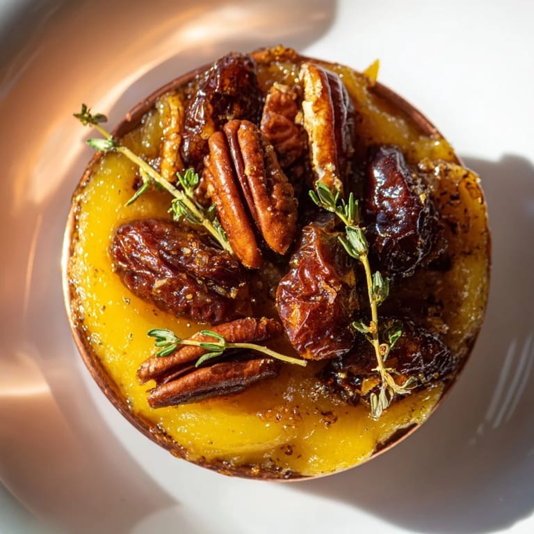 Rustic Copper Kettle appetizer in a copper dish, boasting sweet and savory caramelized flavors.