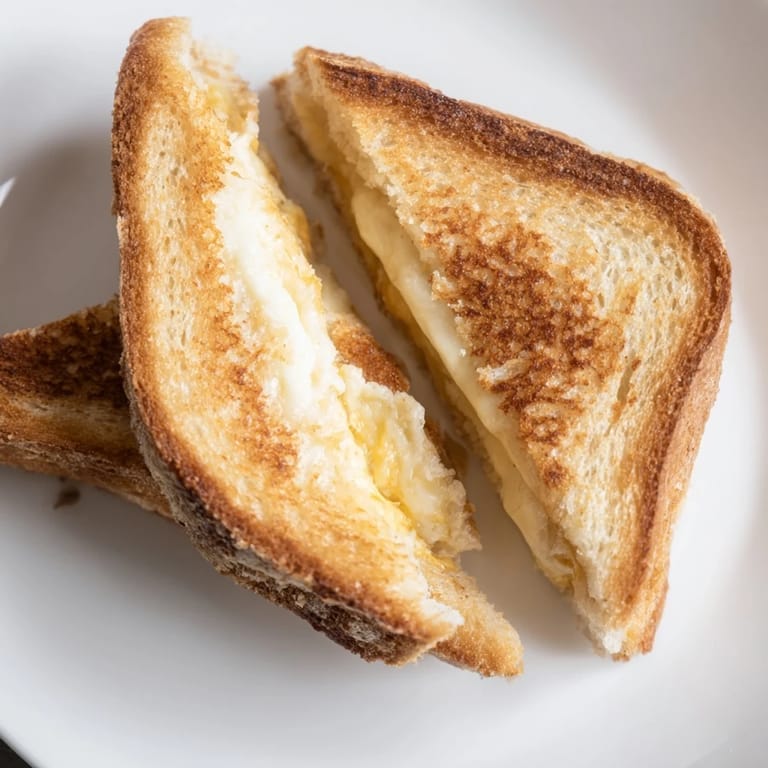 A close-up shot of a melty Mayo Grilled Cheese, ready to be sliced and served with tomato soup.