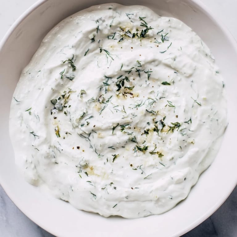 Cool and refreshing, this Greek Yogurt Herb Dip boasts a smooth texture, perfect as a sandwich spread.
