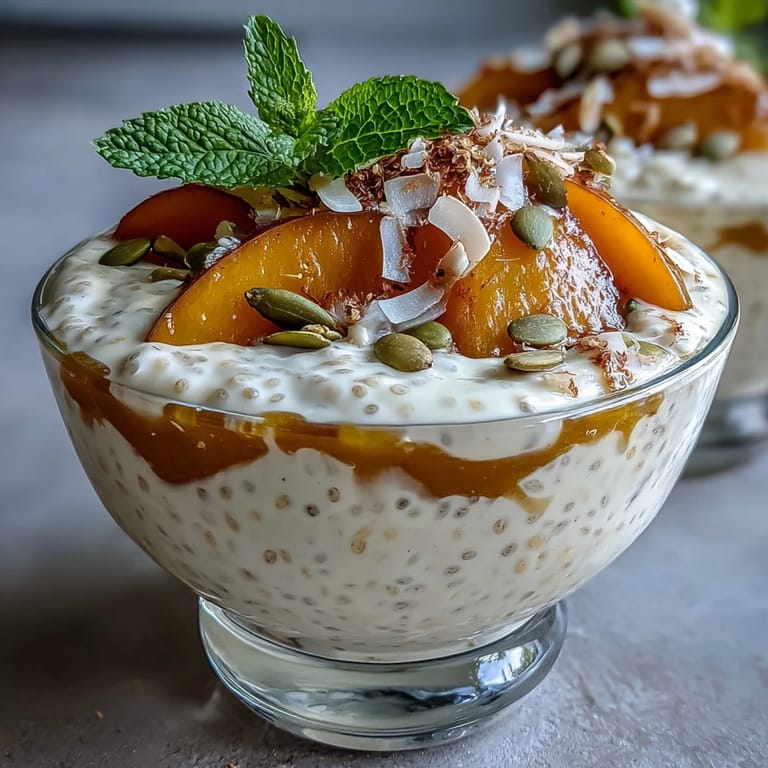 Light and refreshing Slim Mango Coconut Chia Pudding Breakfast Cups served in clear glasses, showcasing tropical mango and coconut flavors in a healthy vegan breakfast.