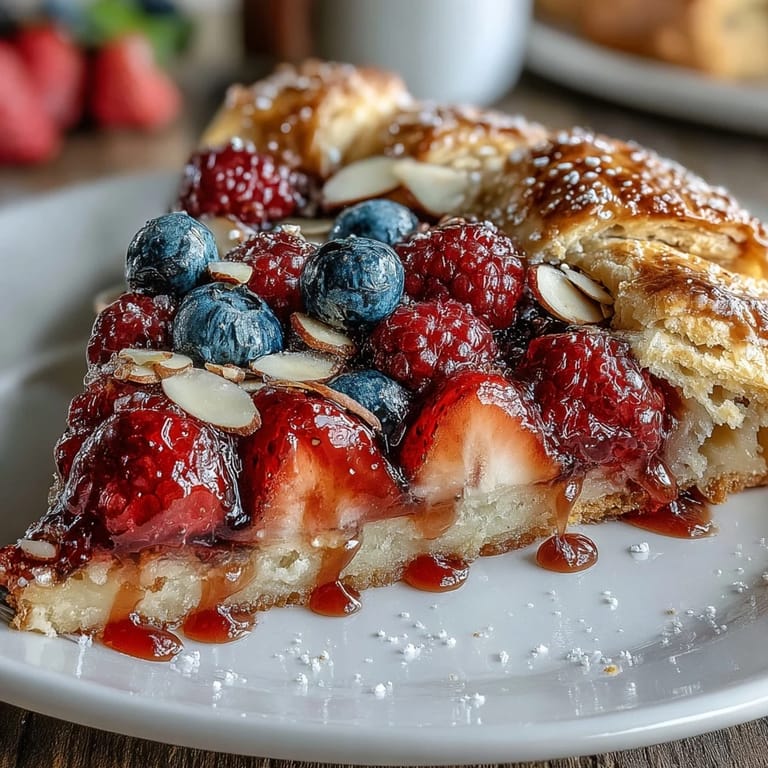 Homemade Summer Berry Galette, a vibrant dessert with jewel-toned berries baked golden.