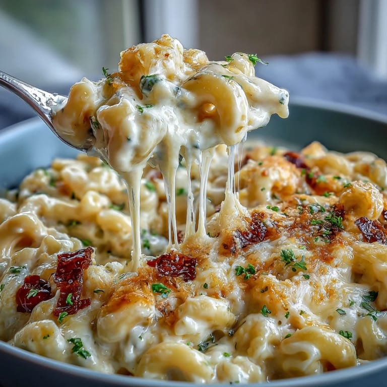 Serving a steaming bowl of rich one-pot mac and cheese, perfect with a side salad.