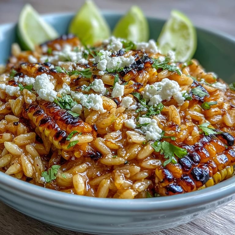 Vibrant Mexican Street Corn Orzo, a perfect cheesy, spicy, and zesty side.
