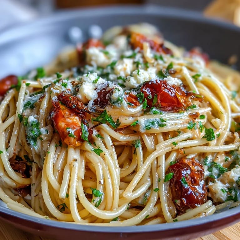 Smoky Anchovy Tomato Butter Pasta with lemon zest, ready to be served with cheese.